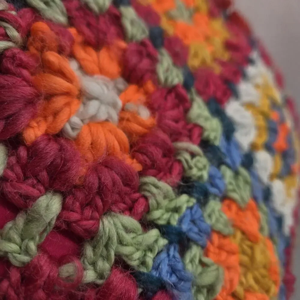 Shabby Chic Crochet Granny Square Throw Pillow 18x18